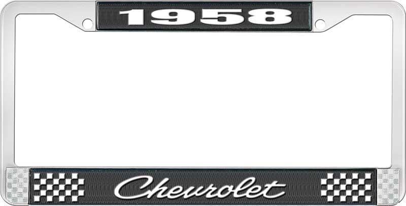 Black and Chrome License Plate Frame with White Lettering