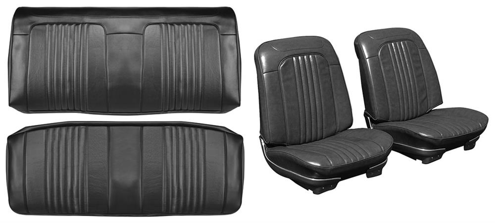 Seat Upholstery Kit, Front Buckets/Coupe Rear PUI Black