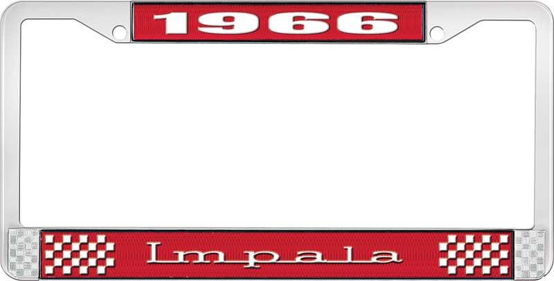 nummerplåtshållare, 1966 IMPALA röd/krom , med vit text