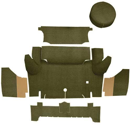 1965-66 Mustang Coupe Nylon Loop Trunk Carpet Set with Boards - Moss Green