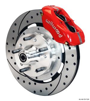 Brake Kit Front, Dynalite, Drilled Discs, Red Calipers