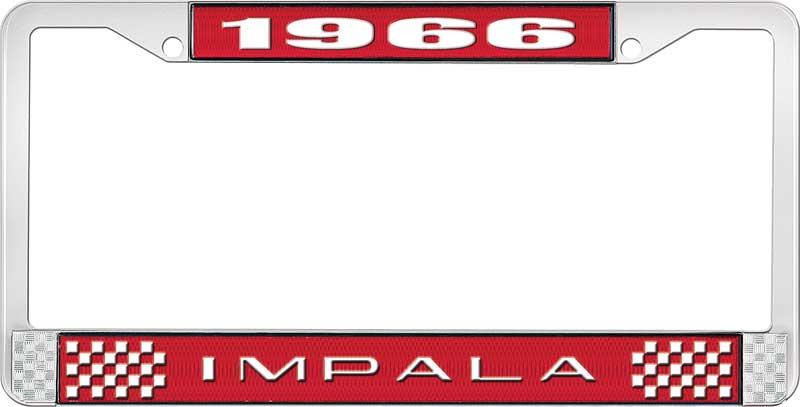 nummerplåtshållare, 1966 IMPALA röd/krom , med vit text
