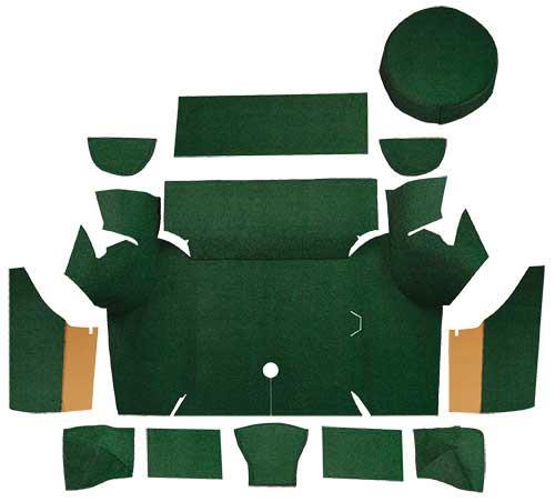 1967-68 Mustang Coupe Loop Trunk Carpet Set with Boards - Dark Green