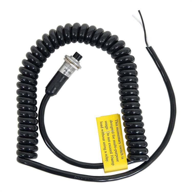 Switch, Push Button, Momentary, Trans-Brake/Nitrous/Launch Control, Spiral Cord, Black, 10 Amps, Each