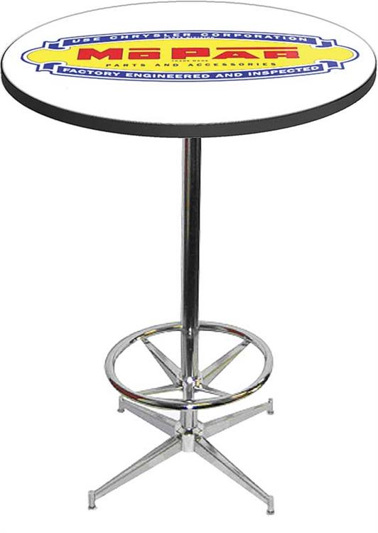 1948-53 Style Mopar parts And accessories Logo Pub Table With Chrome Base And Foot Rest