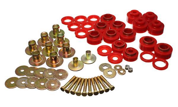 Bushings, Body Mount, Polyurethane, Red,