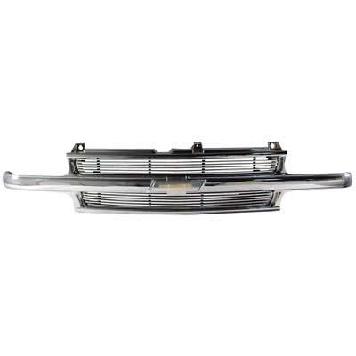 Grille and Shell, Chrome Shell, Polished Billet Insert, Chevy, Pickup, SUV