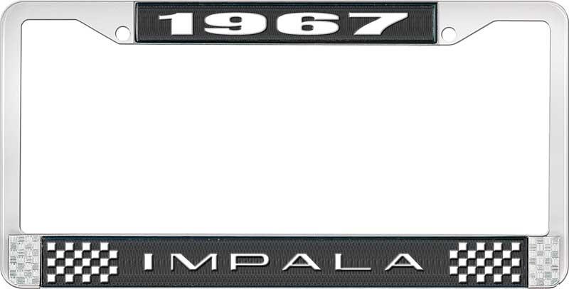 nummerplåtshållare, 1967 IMPALA svart/krom, med vit text
