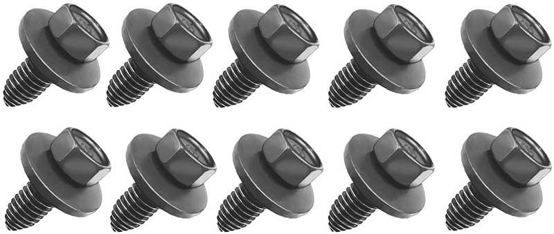 Bolt, 3/8-16 X 1" Pointed Tip With Free Spinning Washer, Black Phosphate, 10 Piece Set