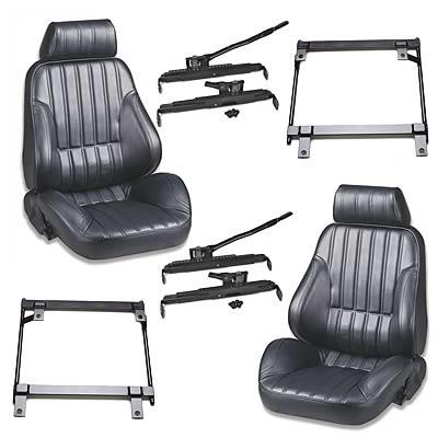 Combo, Scat Rally 1000 Seats, Black, Vinyl, Brackets, Sliders, Chevy, Pontiac