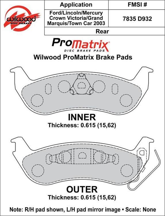brake pads, rear, ProMatrix