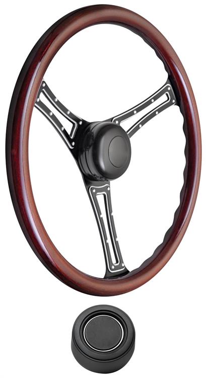 Steering Wheel Kit, 1959-68 GM, Autocross, Wood, Plain Hi-Rise