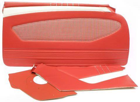 1960 IMPALA 2 DOOR HARDTOP RED & WHITE VINYL/ RED INSERT FRONT & REAR SIDE PANEL SET WITHOUT RAILS