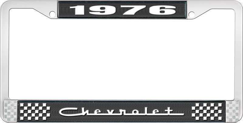 nummerplåtshållare, 1976 CHEVROLET svart/krom, med vit text
