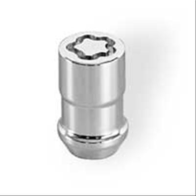 Lug Nuts, Conical Seat, Bulge, 12mm x 1.50 RH, Closed End, Locking, Chrome Plated Steel, Set of 4