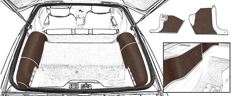 1982-92 Camaro / Firebird - Cargo Area Side Carpet Set - Brown