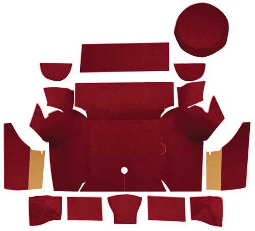 1967-68 Mustang Coupe Nylon Loop Trunk Carpet Set with Boards - Maroon