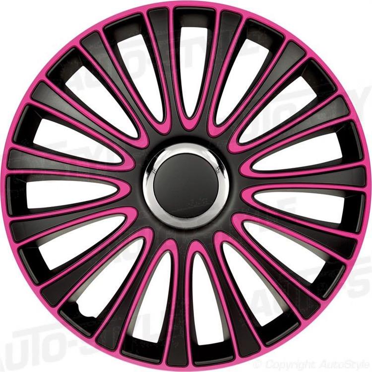 4-Delige Wieldoppenset LeMans 14-inch zwart/roze