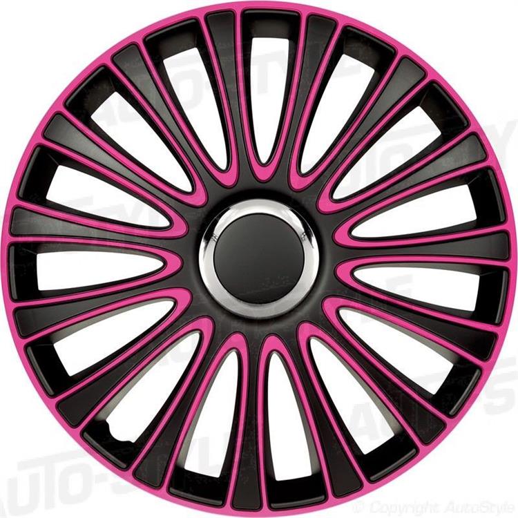 4-Delige Wieldoppenset LeMans 17-inch zwart/roze