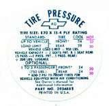 Tire Pressure Decal,1968