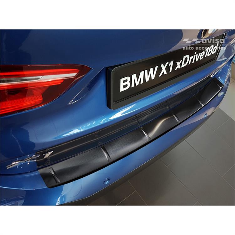 Zwart RVS Achterbumperprotector passend voor BMW X1 II F48 M-Pakket 2015-2022 'Ribs'