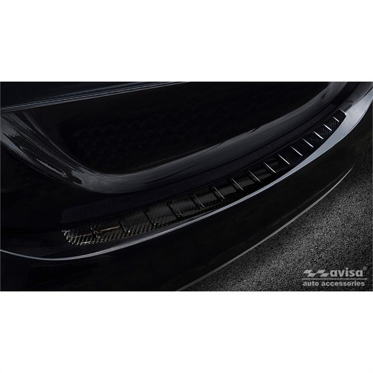 Real 3D Carbon Rear bumper protector suitable for Mercedes C-Class W205 Sedan 2014-2019 & FL 2019- 'Ribs'