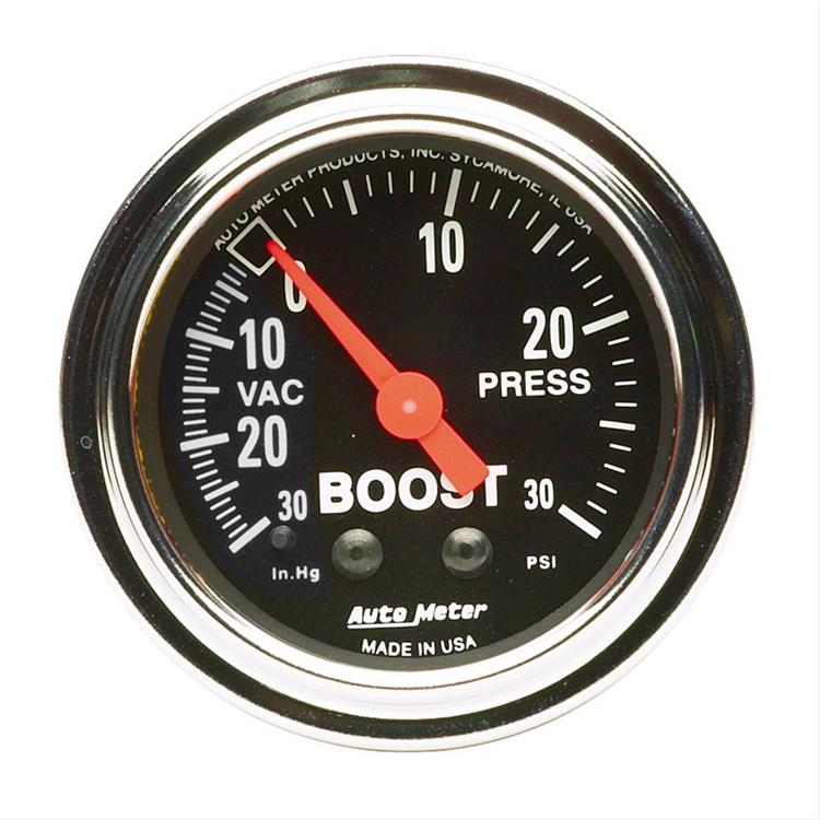 Boost Pressure Gauge 52mm 30 in . Hg . -vac / 30psi Traditional Chrome Mechanical