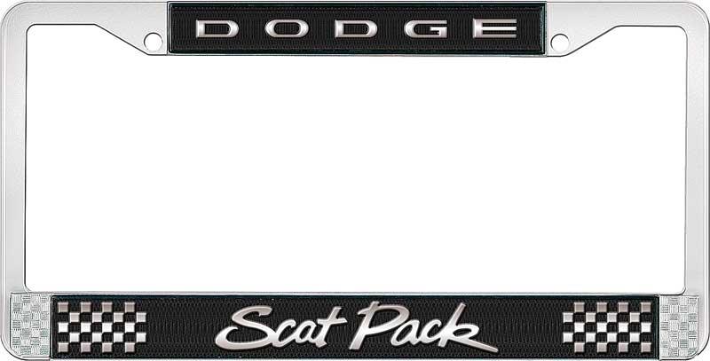 DODGE SCAT PACK LICENSE PLATE FRAME - BLACK/SILVER