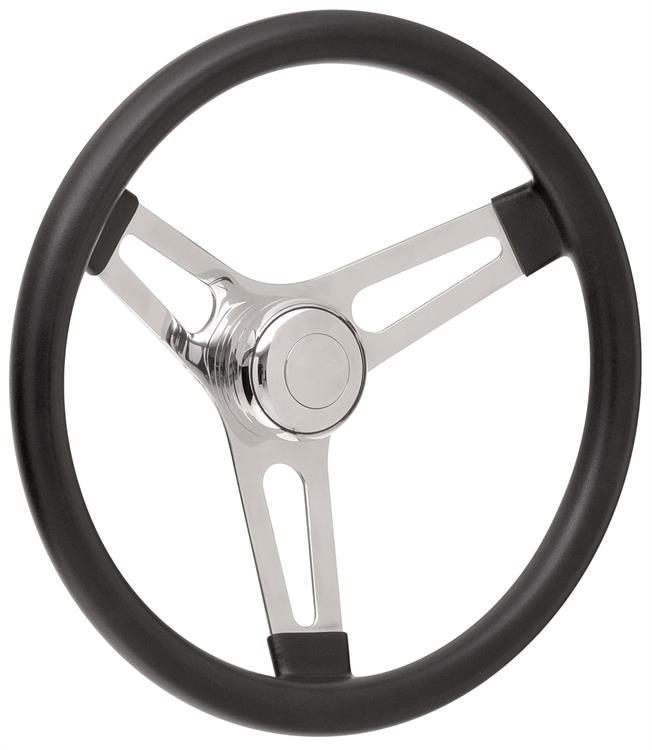 Steering Wheel Kit, 59-68 GM, Symm. Foam, 3.25, Tall Cap, Plain, Polished