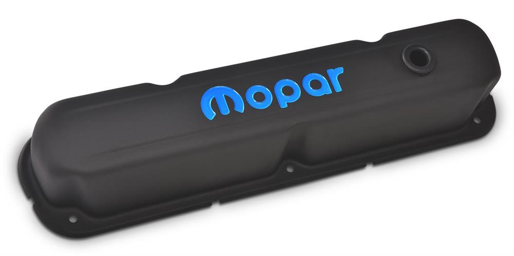 Valve Covers, Steel, Black Crinkle, Mopar Logo, Mopar, Small Block LA, Pair