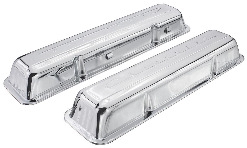 Valve Covers, 1964-88 Chevrolet, Script Style, Small Block, Chrome