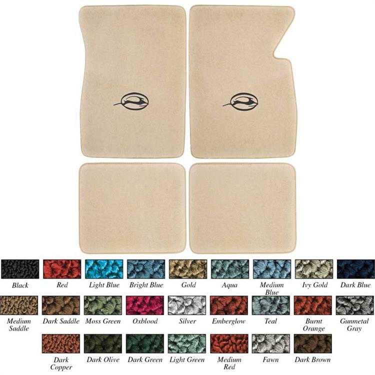 Carpet Floor Mat Set, Gunmetal Gray Loop Floor Mats With Black Impala Oval Logo