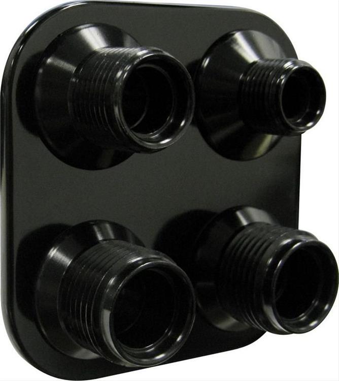 Bulkhead Fitting, 4-Port, Billet Aluminum, Black