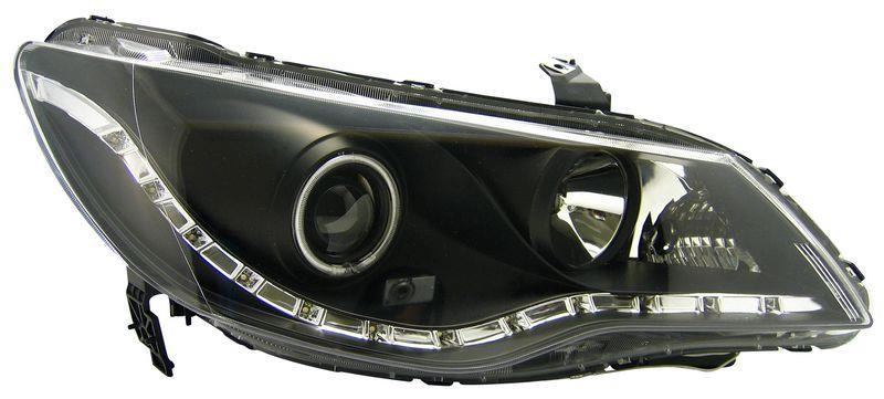 Set Koplampen in DRL-Look passend voor Honda Civic Sedan (Hybrid) 2005-2008 - Zwart