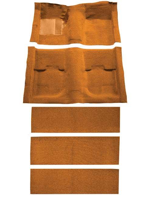 1969-70 Mustang Fastback Passenger Area Nylon Floor Carpet with Fold Downs - Medium Saddle