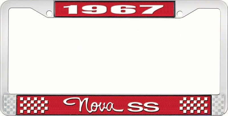 1967 NOVA SS LICENSE PLATE FRAME STYLE 3 RED