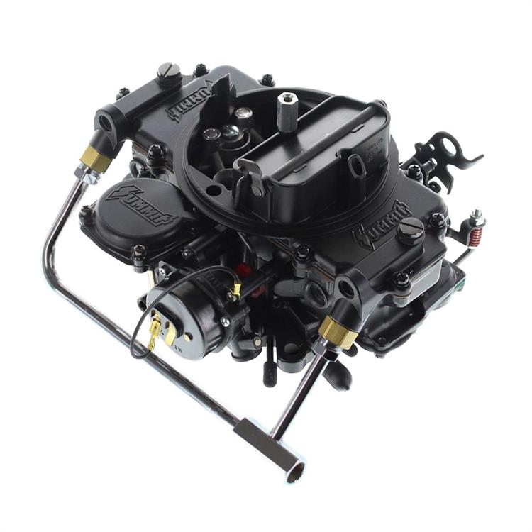 Carburetor, Summit M2008, 600 cfm, Square Bore, 4-Barrel, Electric Choke, Vac Secondary, with DVD, Black, Each