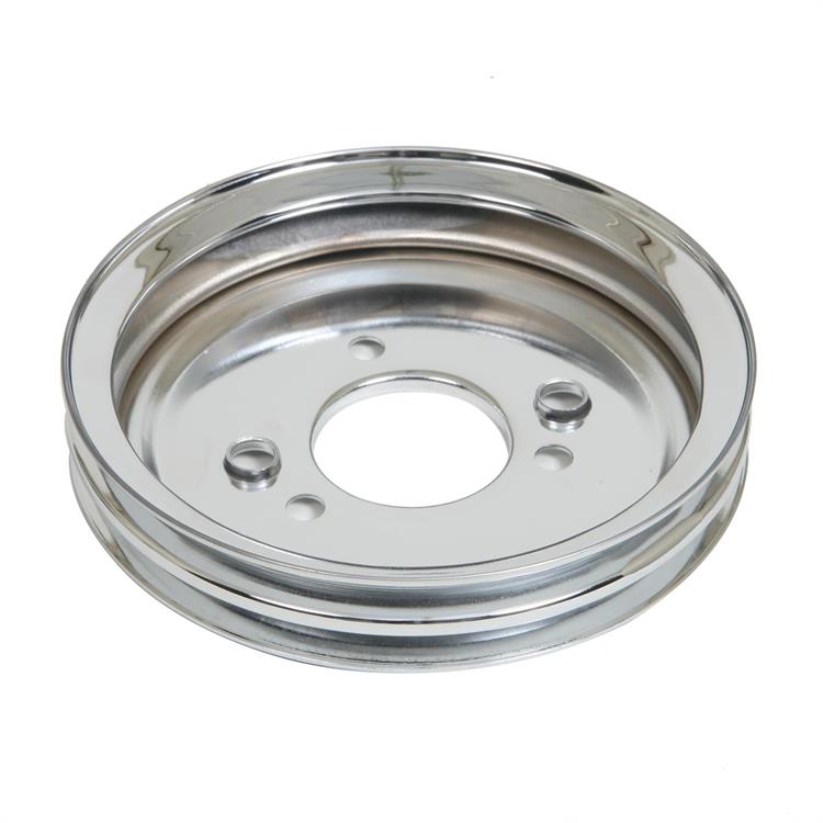 Crankshaft Pulley, V-Belt, 2-Groove, 7.313", Steel, Chrome