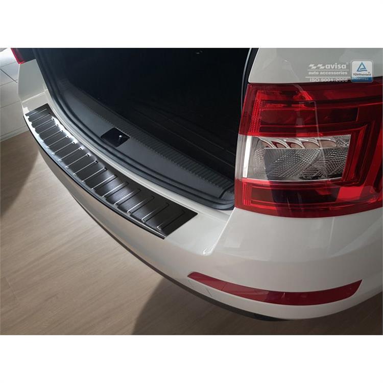 Zwart RVS Achterbumperprotector passend voor Skoda Octavia III Kombi 2013-2016 'Ribs'