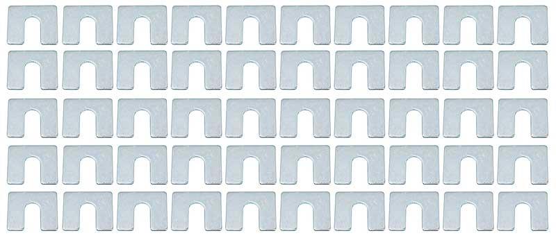 Body Shims 1/16" Thick, 1-1/4" x 1-1/8" with 3/8" Bolt Slot. Zinc Plated, 50 Piece Set