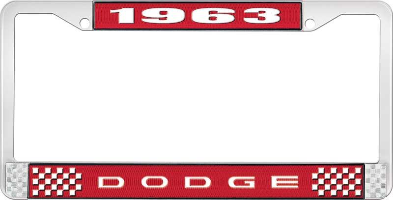 1963 DODGE LICENSE PLATE FRAME - RED