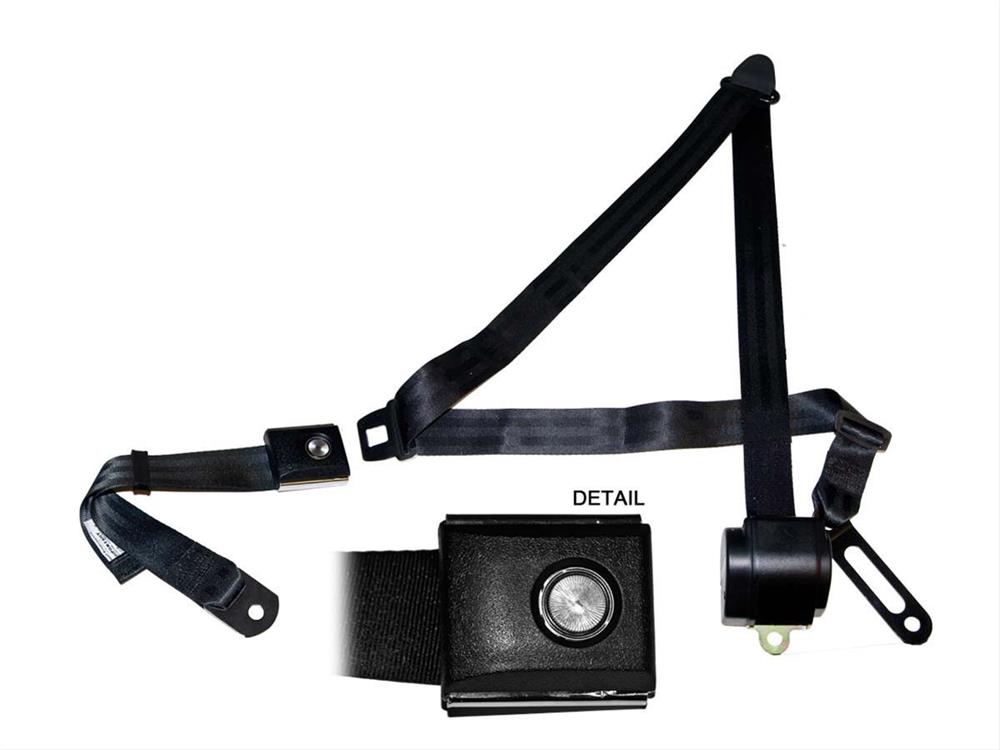 Seat Belt, Shoulder and Lap Belt Type, Three Point, Retractable, Black