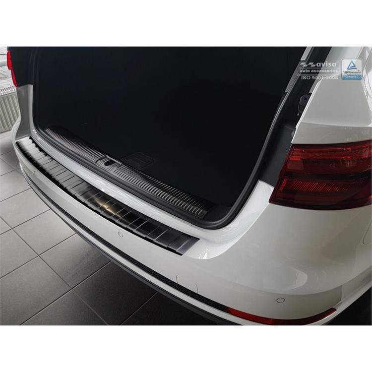 Zwart RVS Achterbumperprotector Audi A4 B9 Avant 2015- 'Ribs'