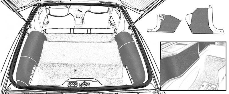 1982-92 Camaro / Firebird - Cargo Area Side Carpet Set - Medium Gray