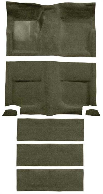 1965-68 Mustang Fastback Passenger Area Loop  Carpet with Fold Downs - Moss Green