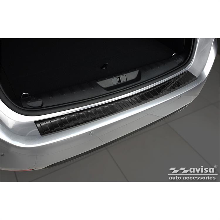 Zwart RVS Achterbumperprotector passend voor Peugeot 308 II SW 2013-2017 & Facelift 2017-2021 'Ribs'