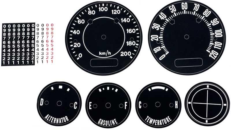 Speedometer Standard Guage Decal Set, 200kph