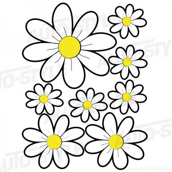 Stickervel Chamomile Flowers - wit - 24,5x32,5cm