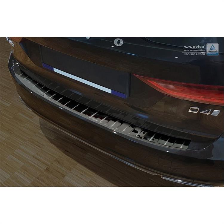 Black Mirror Stainless Steel Rear bumper protector suitable for Volvo V90 9/2016- 'Ribs'