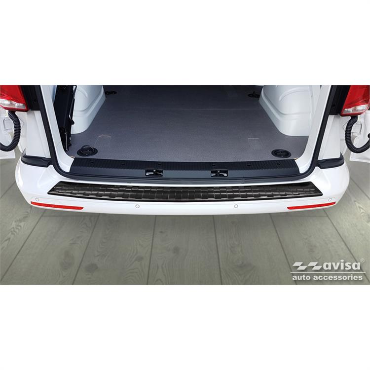 Black Stainless Steel Rear bumper protector suitable for VW Transporter T5 2003-2015 (all) & T6 2015- / FL 2019- (with rear doors) 'XL' 'Ribs'